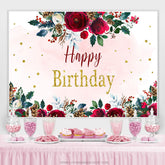 Lofaris Simple Floral Winter Theme Happy Birthday Backdrop